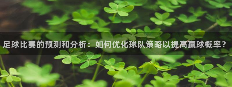足球比赛的预测和分析：如何优化球队策略以提高赢球概率？